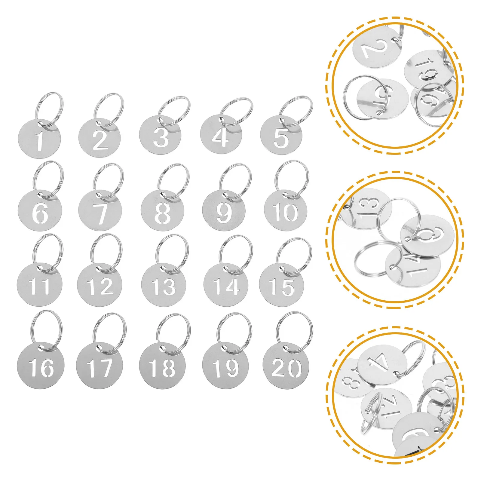 20Pcs Heavy Duty Number Tags Key Ring Tags with Rings for Key Organization Luggage Labeling Locker Management Keychain