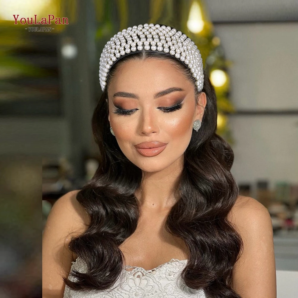 

YouLaPan Wedding Bridal Pearl Headband Bride Hair Accessories Elegant Headpiece Women Hair Band Jewelry Party Hairwear HP890
