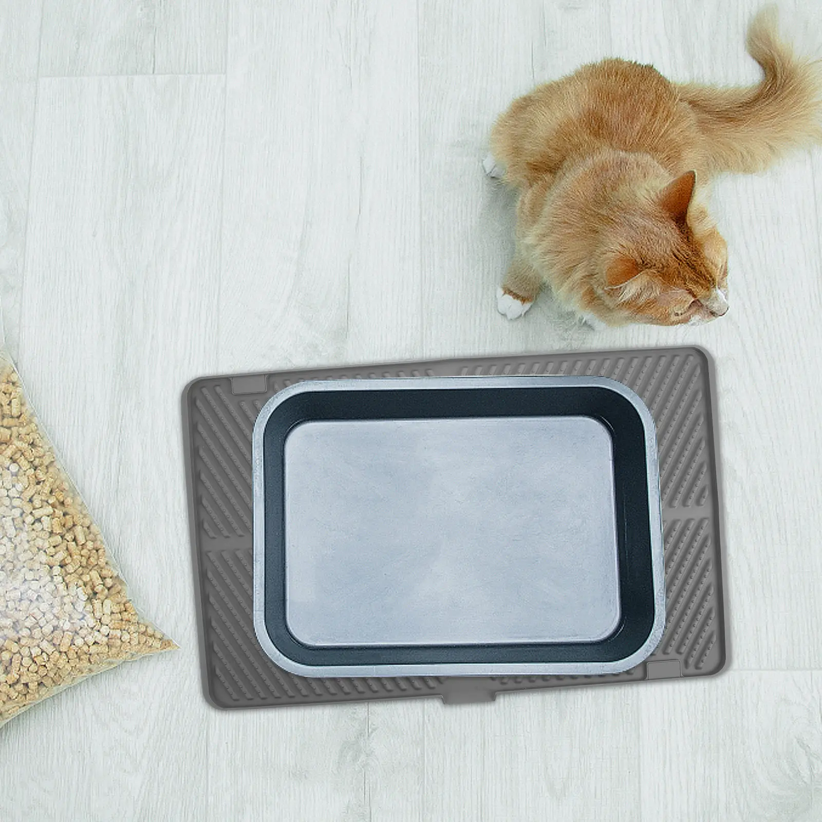 Extra Large Silicone Pet Mat Non-Slip Foldable Cat Litter Catcher Mat Waterproof Washable Floor Protector for Litter Box Scatter