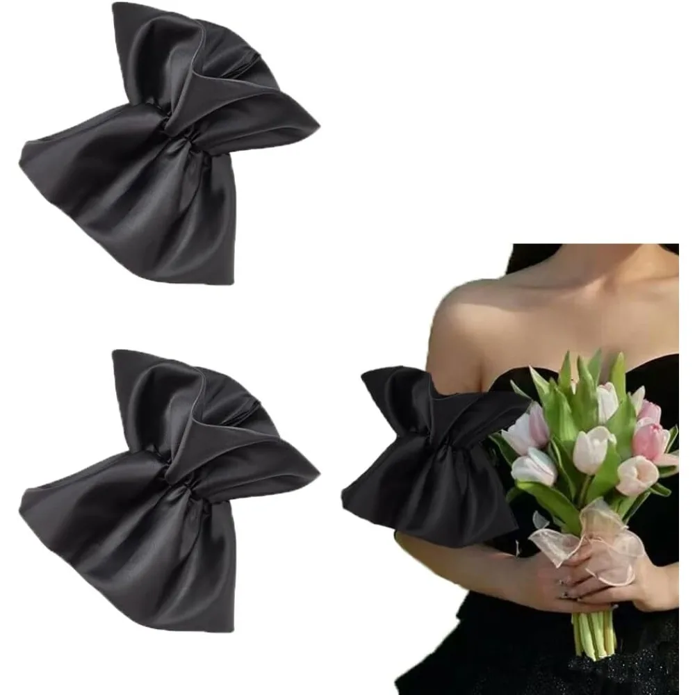 Removable Puff Sleeves, Black Polyester Bridal Sleeve Detachable Puff Sleeves for Wedding Dress Bridal Accessories