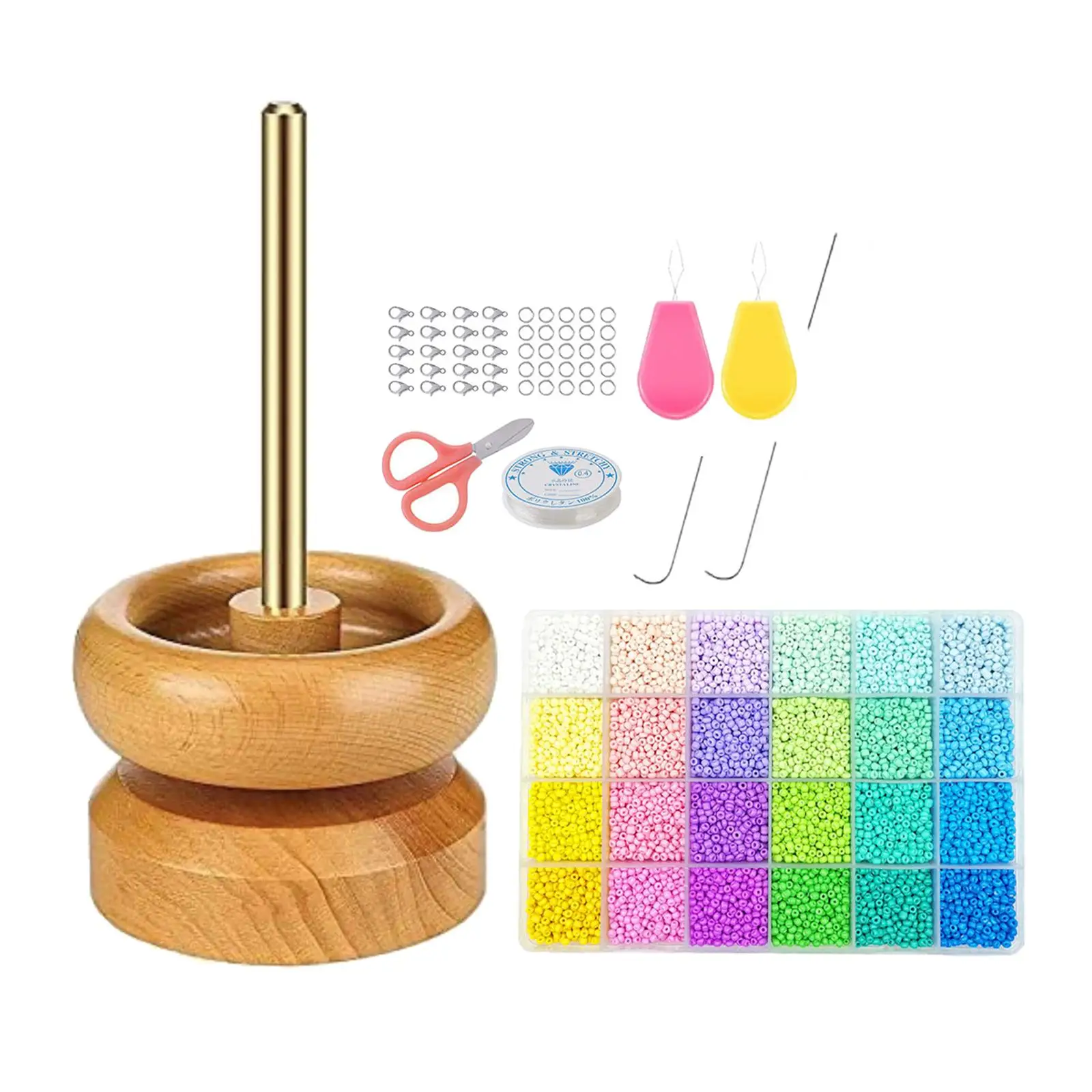 Wooden Bead Spinner Bowl Set Crafting Jewelry Making Bead Stringing Tool