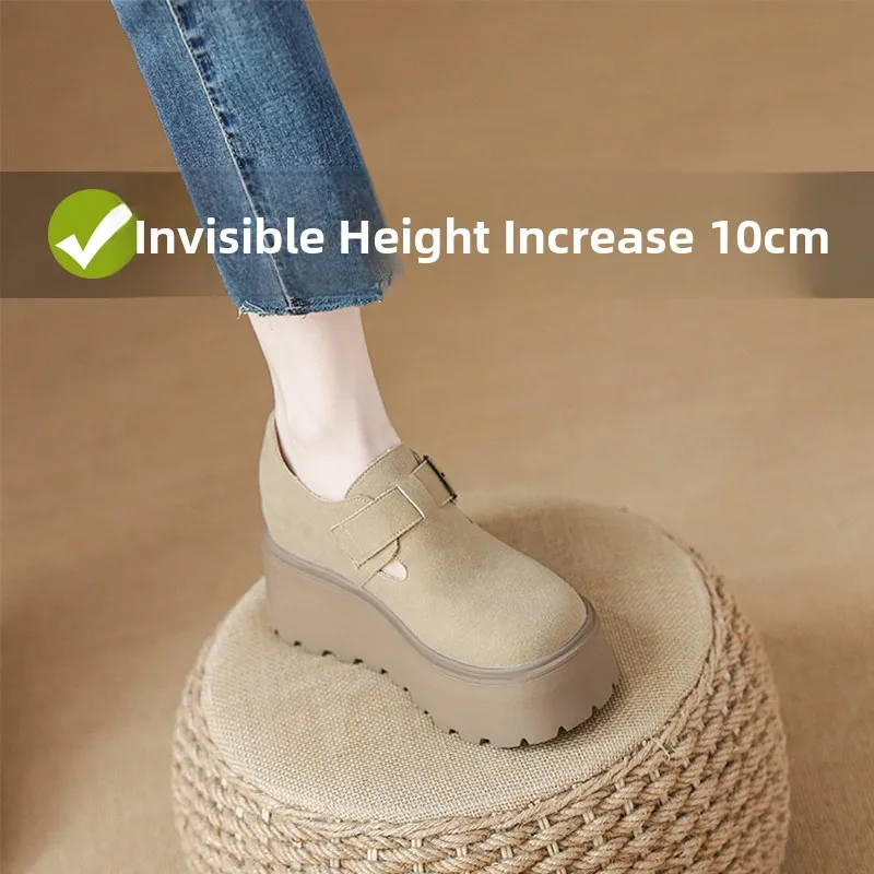leather-material-10cm-heightening-women's-shoes-thick-bottom-slip-on-casual-fashion-round-toe-rubber-outsole