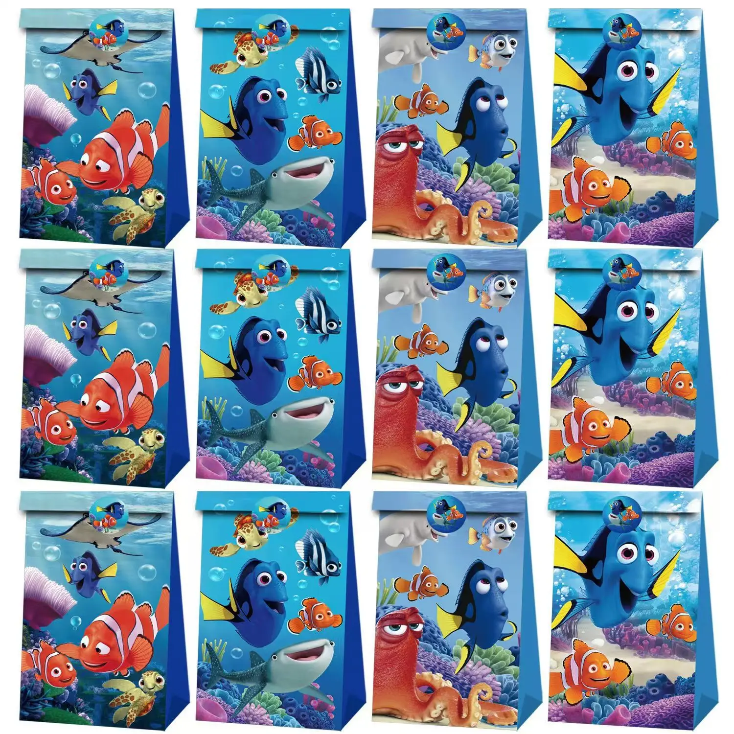 12/36 Uds. Buscando peces Nemo, animales marinos, pez payaso, bolsa de dulces, decoración para niños y niñas, caja de regalo para fiesta de cumpleaños, suministros para Baby Shower