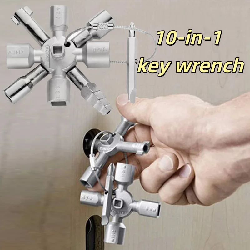 Многофункциональный крестовый ключ 10 в 1, портативный бытовой гаечный ключ, универсальный треугольный лифт, электрический ключ для шкафа