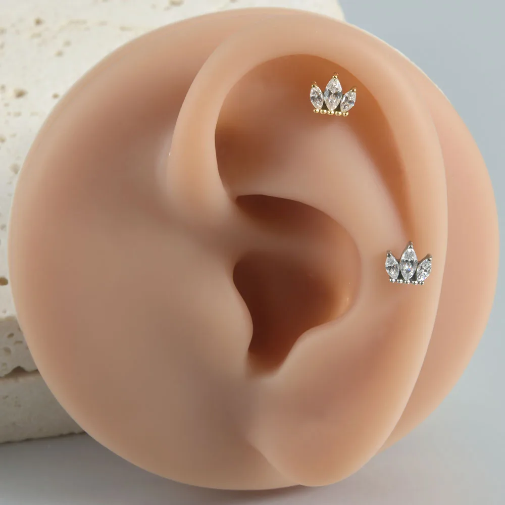 Women's Titanium CZ Ear Cartilage Labret Stud Earring