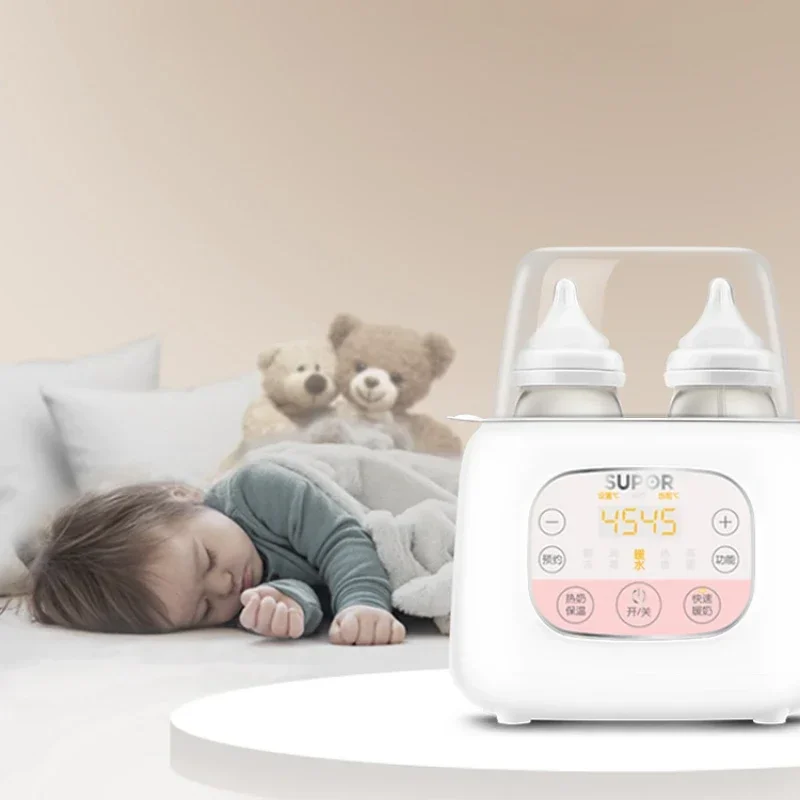 Double Bottle Milk Warmer Sterilizer 2-in-1 Milk Heater Milk Warmer Baby Bottle Disinfection Constant Temperature Heating