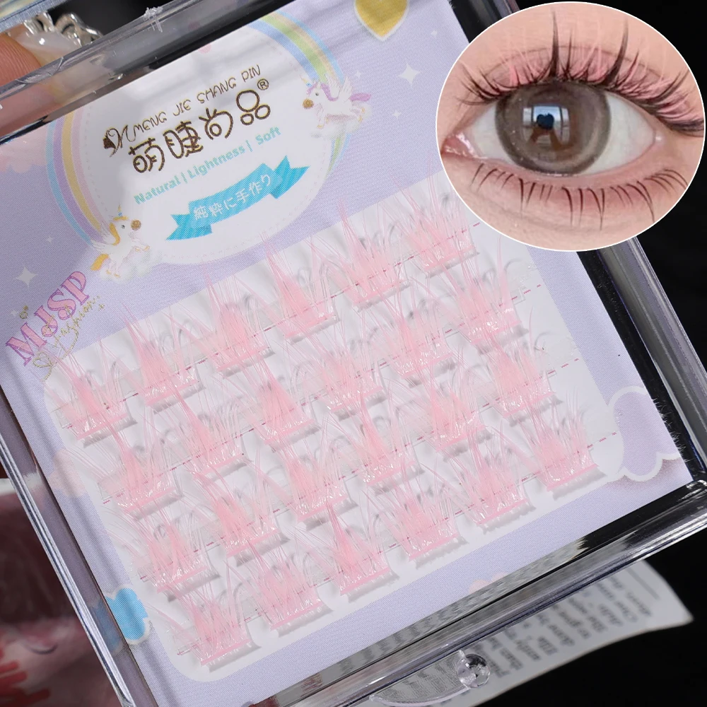 Pink/White/Blue/Purple Manga Faux Mink Lashes Reusable Individual False Eyelashes Natural Fluffy Makeup Tools Extension Lashes