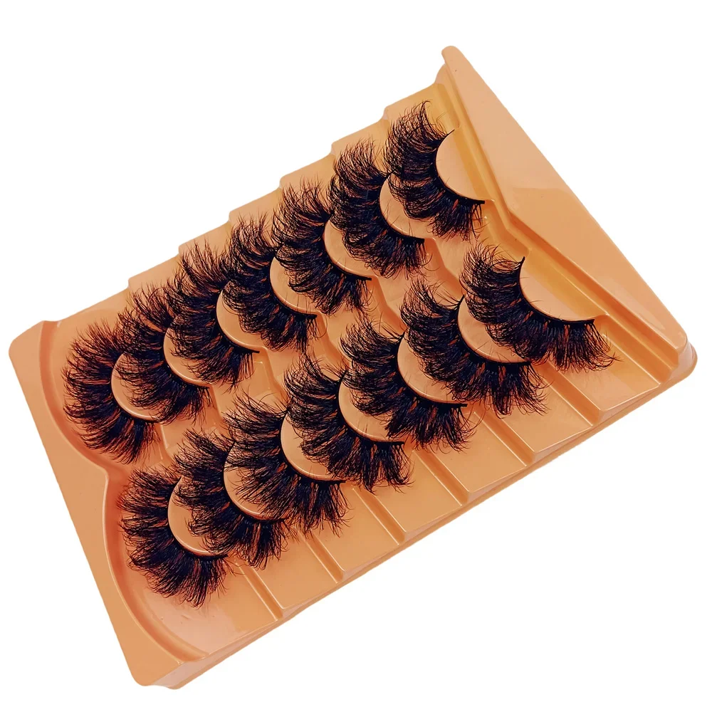 7 Pairs Faux Mink Fluffy Russian Strip Lashes 3D Fake Lashes Makeup Messy False Eyelashes Fluffy Thick Lashes