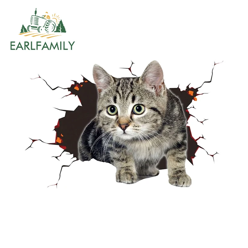 EARLFAMILY Tear Style Cute Kitten Peeking Car Stickers Suitable For Smooth Surfaces Cool Decals Waterproof Vinyl Car Wrap