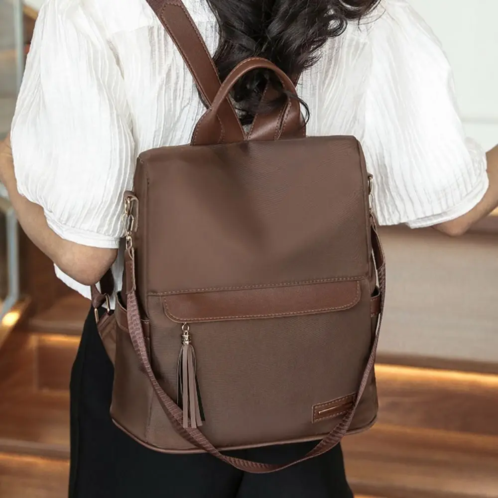حقيبة ظهر محمولة ذات سعة كبيرة للسفر مضادة للسرقة ومتعددة الجيوب حقيبة ظهر عصرية كاجوال من قماش أكسفورد للنساء #5