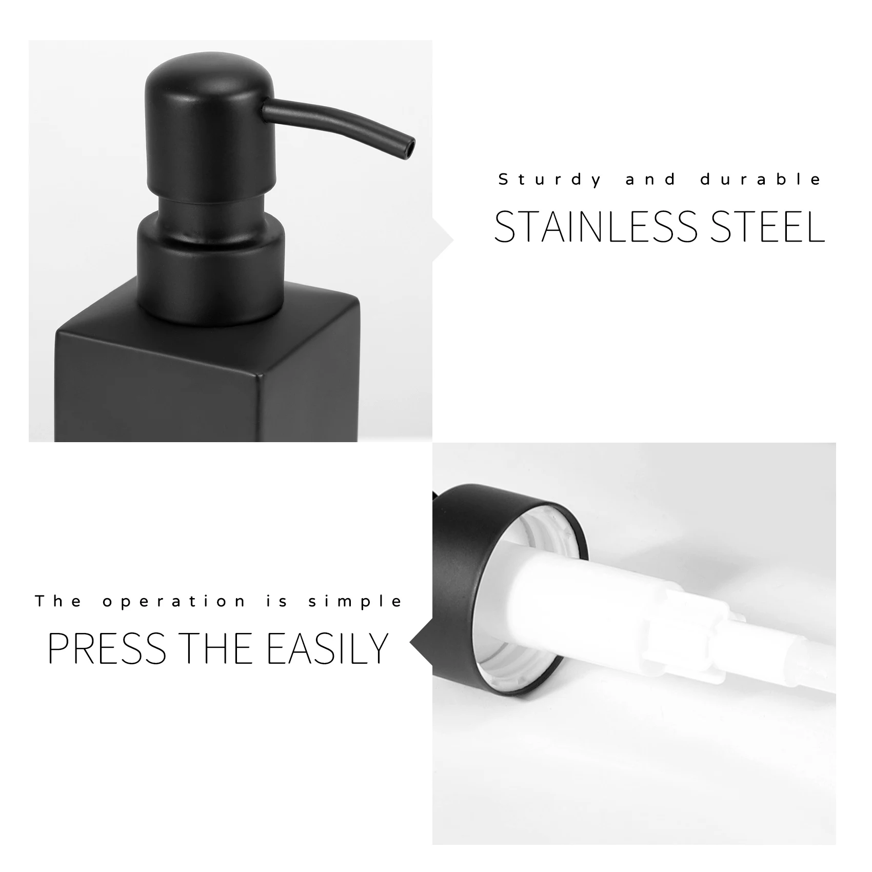 ABNM nuevo dispensador de jabón líquido negro hecho a mano de acero inoxidable accesorios de baño herrajes de cocina conveniente moderno