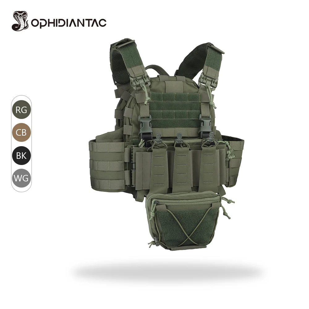 

Жилет OPHIDIANTAC с системой быстросъемных креплений MOLLE для активного использования на открытом воздухе, с подвесной панелью для снаряжения