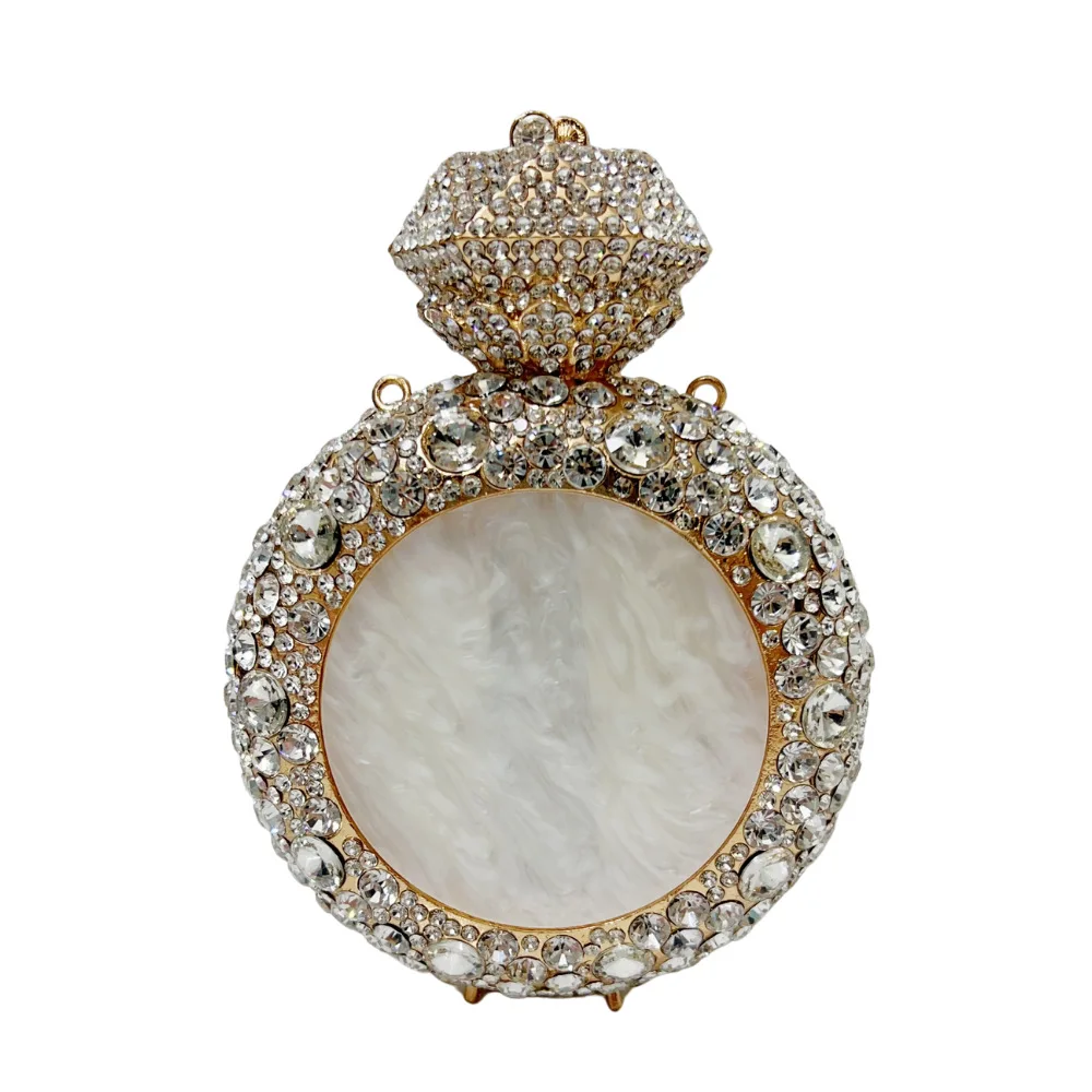 

Clutch New Perfume Bottle With Diamonds Dinner Bag Banquet Party Shell Full Of Diamonds Women's Bag Trendy Glitter Material Tote