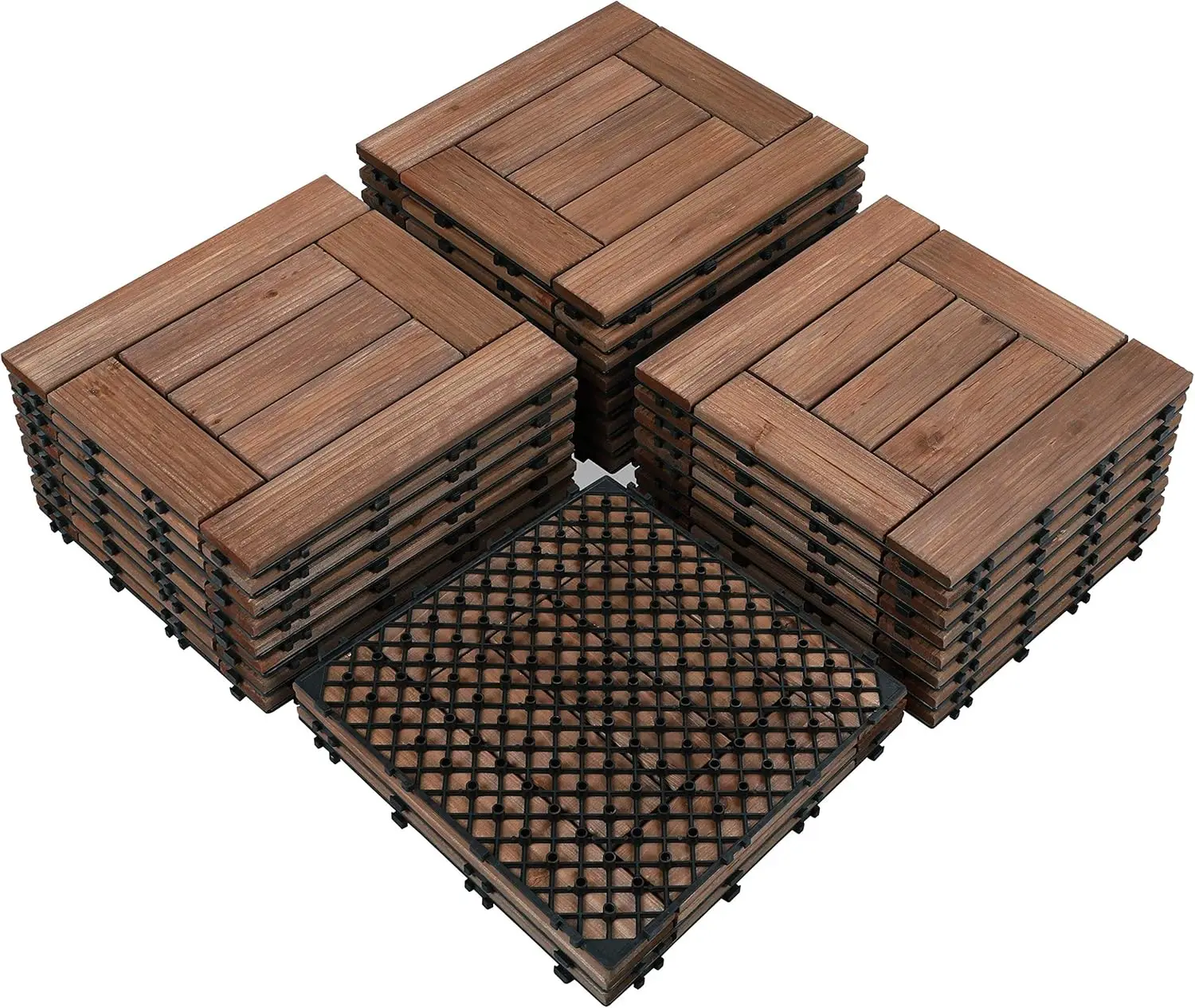 

Topeakmart 27PCS Patio Deck Tiles Interlocking Wood Composite Decking Floor Tiles 12 x 12in Brown for Outdoor & Indoor Patio