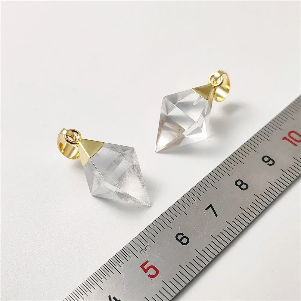 FUWO Wholesale Natural Clear Quartz Pendant,High Quality Golden Plated White Crystal Accessories For Women Jewelry Making PD106C