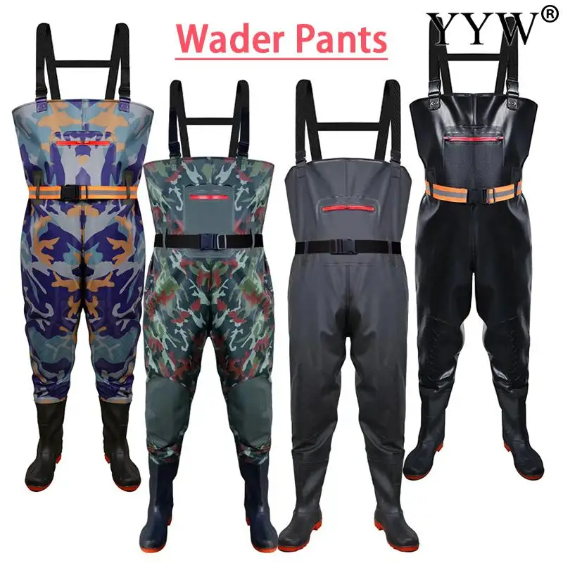 Adult Fishing Waders Pants With Boots Knee Pads Thicken Waterproof Men Women Lightweight Hunting Wading Chest Overalls Trousers