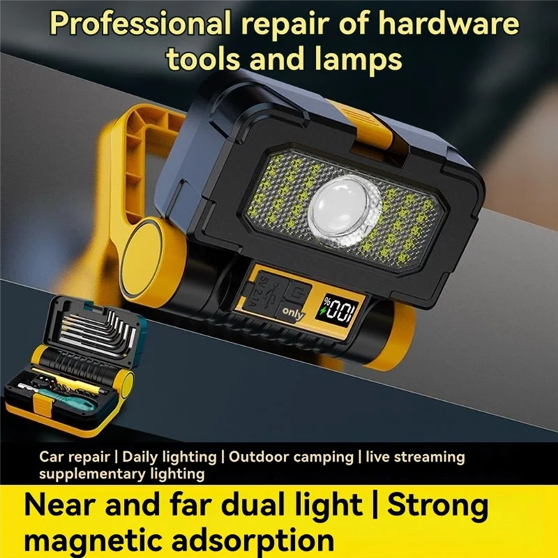 

ABUL-Solar Power LED Flashlights Multifunctional Portable Light Rechargeable Camping Work Light Built In Hardware Tool Box