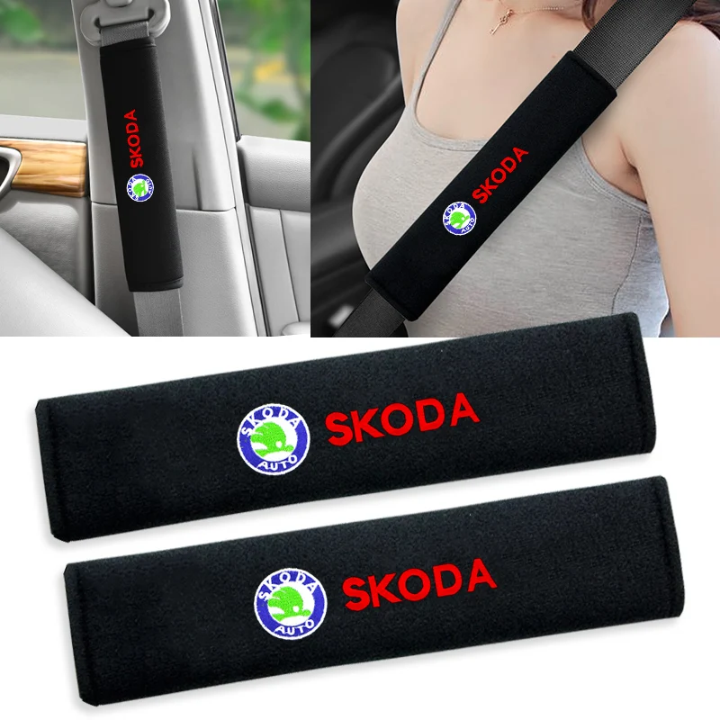 Car Cotton Seat Belt Cover Protector Car Styling For Skoda Octavia Fabia Kamiq Kapoq Kodiaq Rapid SCALA Superb A5 A7 RS Yeti