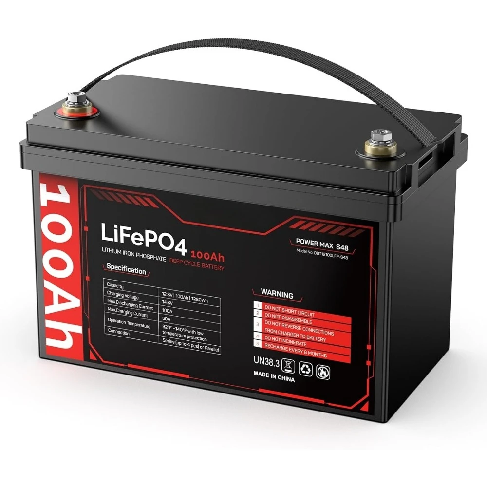 

12V 100Ah LiFePO4 Battery, 12v Lithium Batteries with 100A BMS, 1280Wh Group 31 Deep Cycle Lithium Iron Phosphate Bat