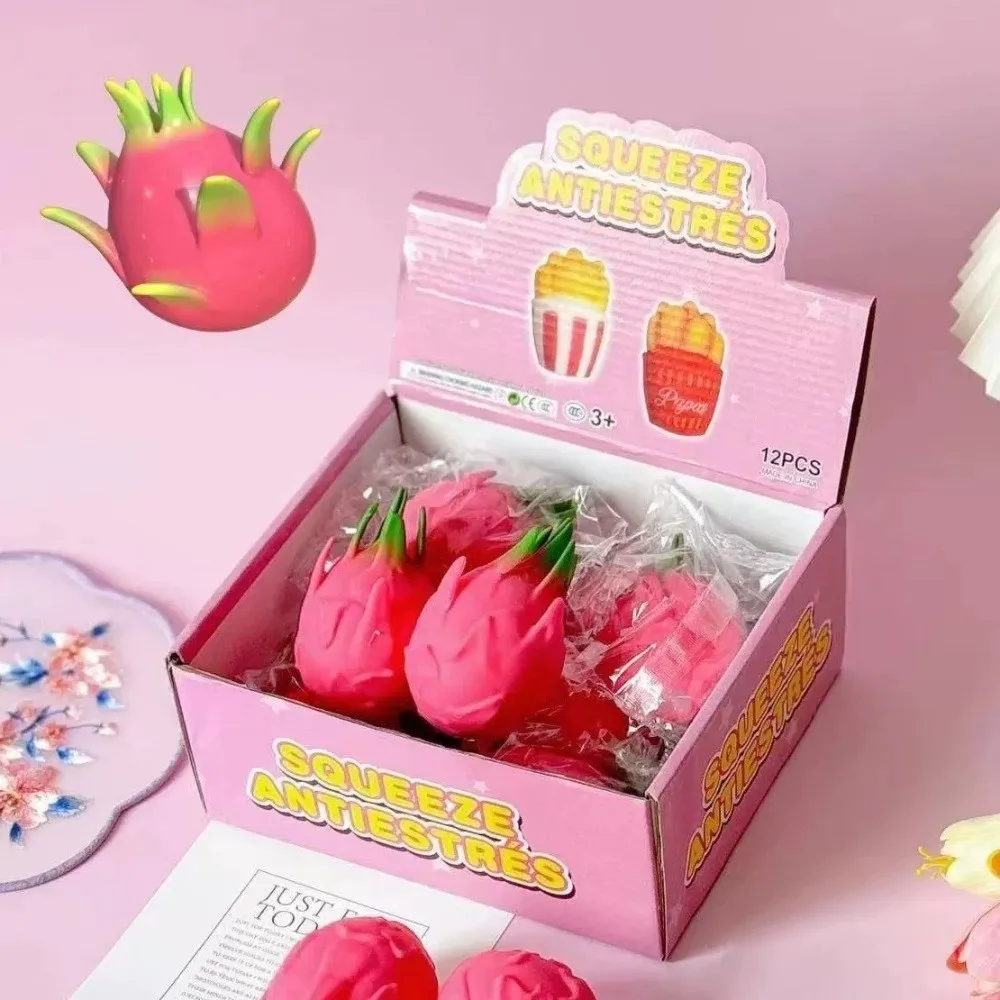 Realistic Design Dragon Fruit Squeeze Anti-Stress Simulation Food Stress Relief Slow Rising Simulation Fruit Anxiety Relief