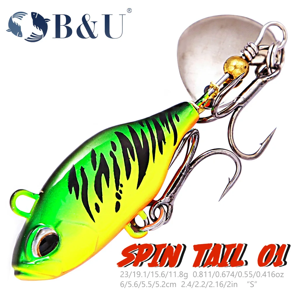 

B&U Spin Tail Fishing Lure Mag Tail Spinner Shad Metal Vib Casting Shore Jig Bait Copper Blade Spoon Freshwater Bass