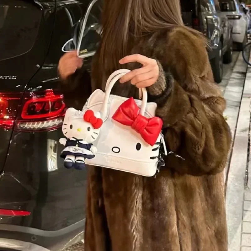 Hello Kitty Umhängetaschen Niedliche Cartoon-Umhängetasche Y2K Kawaii Mode Einfache tragbare Tragetasche Handtasche Geburtstagsgeschenk Mädchen