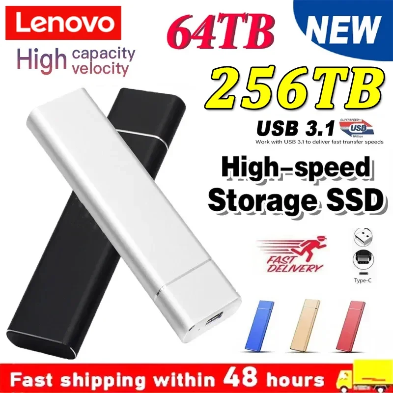 

Lenovo SSD Mini Portable SSD 256TB 1TB 2TB High-speed Original SSD Mass Storage USB3.0 External Hard Drive for Computer Laptop