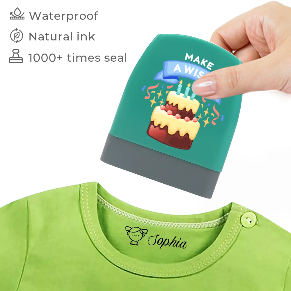 1 Stück personalisierter individueller Namensstempel, Geburtstagsmuster, DIY-Geschenk für Studentenkleidung, Kapitel, nicht leicht zu verblassen, Spielzeug