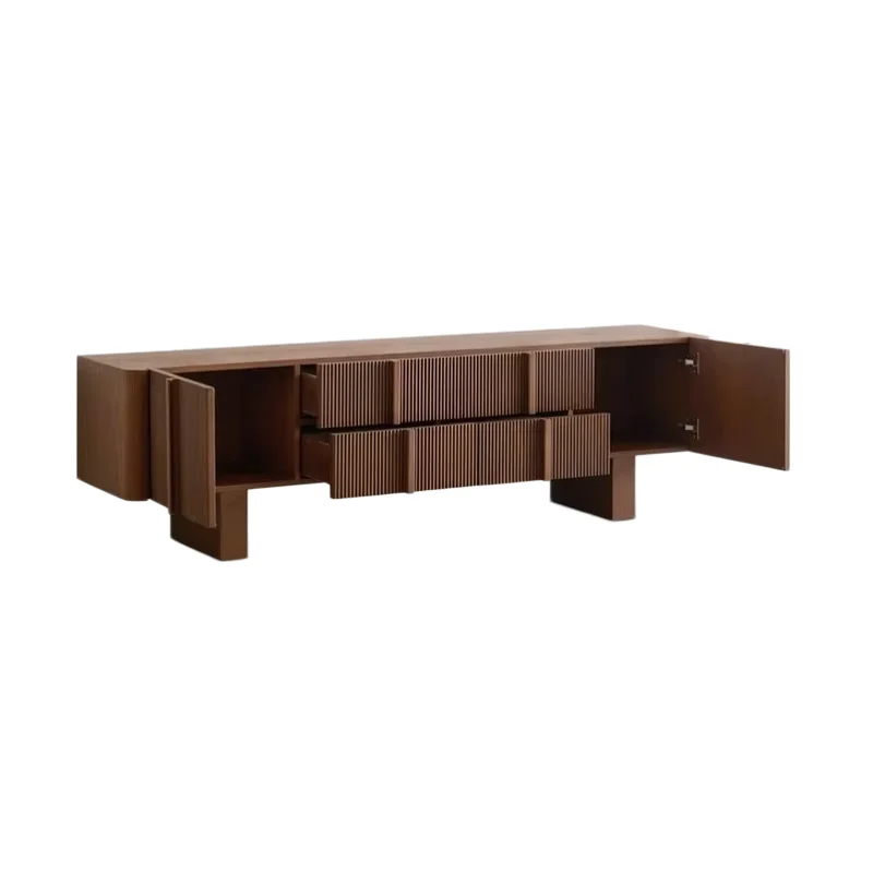 Modern Light Luxury Solid Wood TV Cabinet with Marble Top Decorative Floor Standing Storage for Living Room Home Media Console
