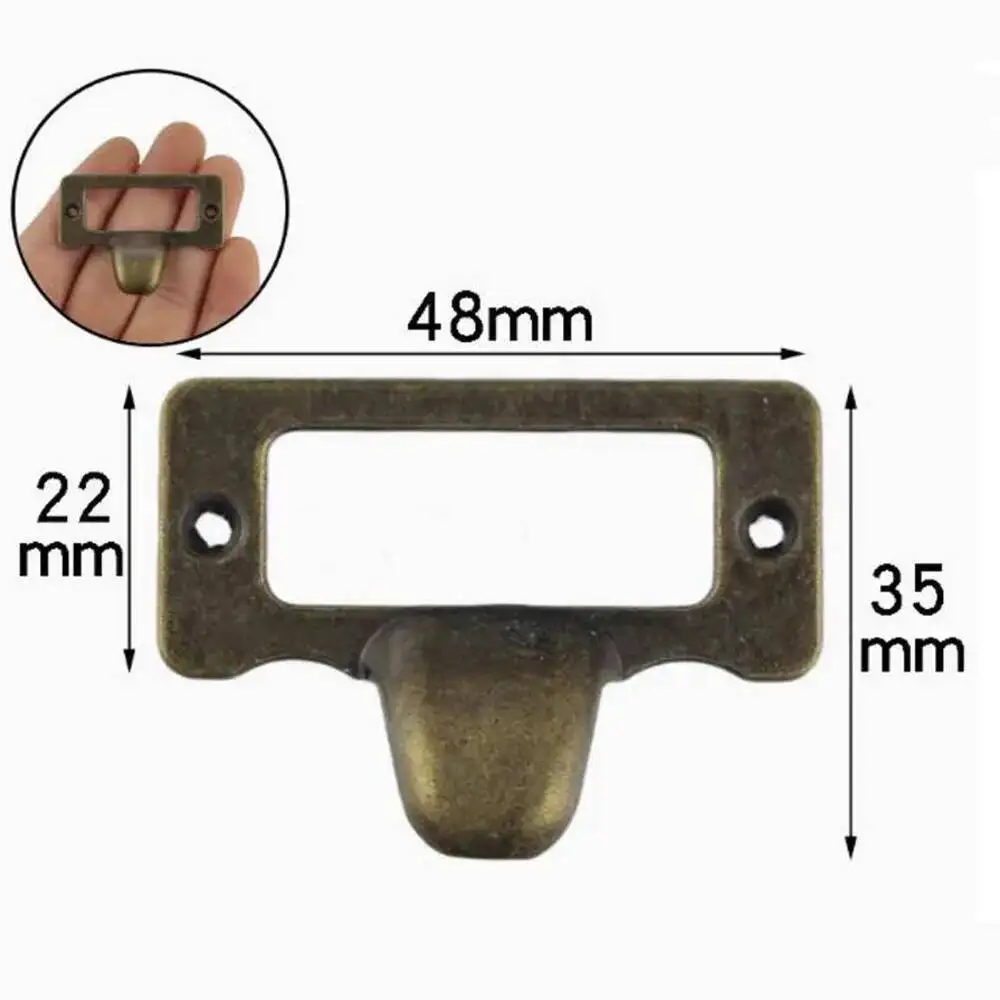 

50pcs Vintage Cabinet Drawer Label Pull Handle Label Sign Tag Frame Metal Card Holder Frame 48x35mm Hardware Drawer Handle