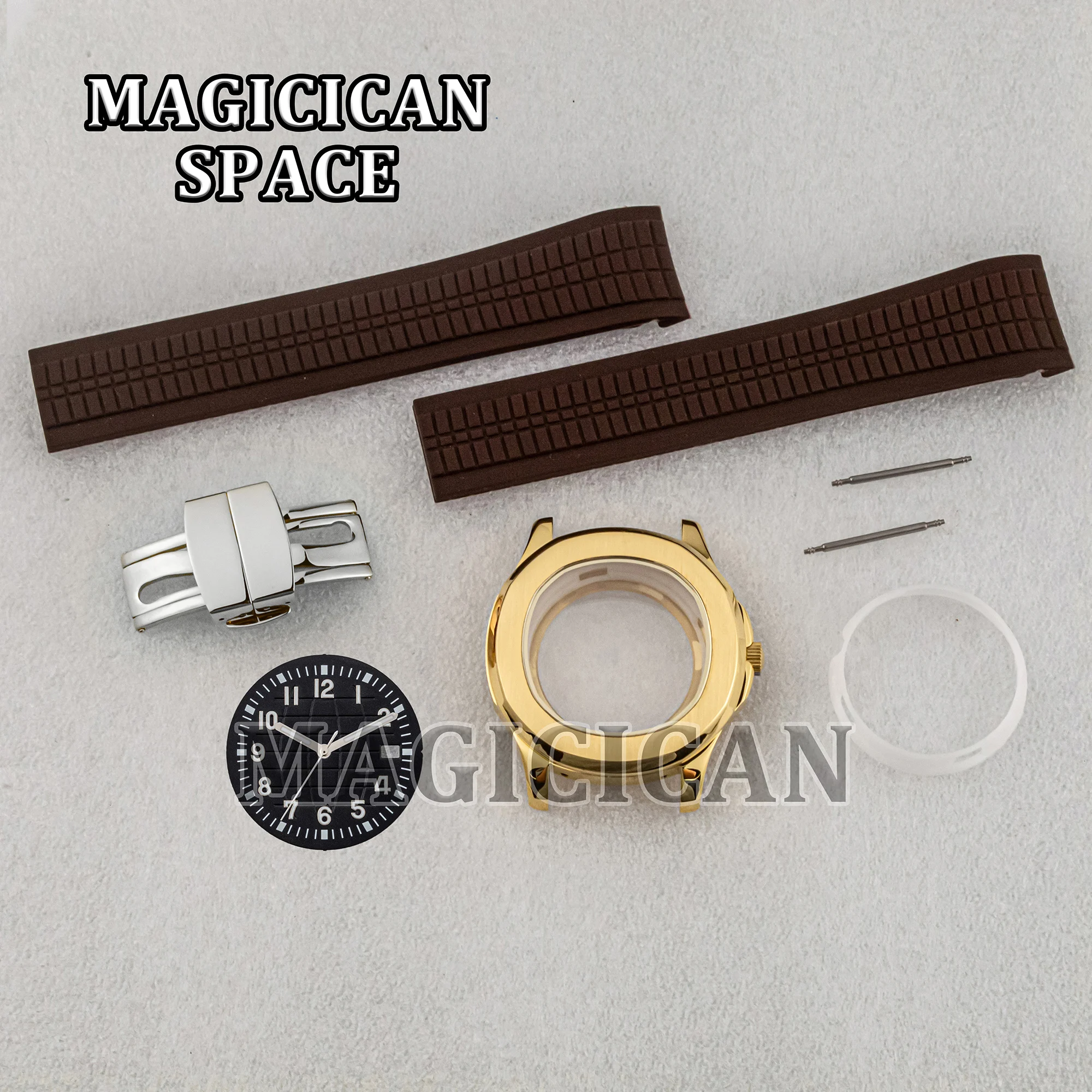 NH35 Watch Case Rubber Strap for AQUANAUT Nautilus Sapphire Glass Water Resistant 42mm Watch Case fit NH34/NH35/NH36 Movement