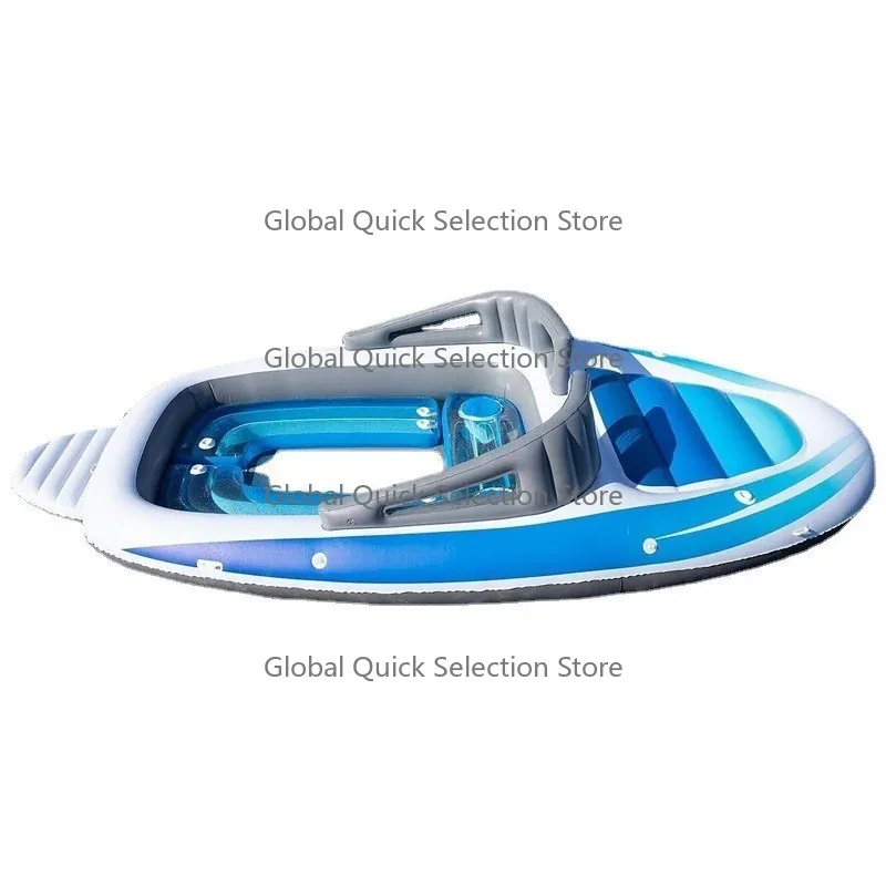 PVC thickened inflatable 6-person island floating bed pirate ship cutting multi-person water party yacht floating boat