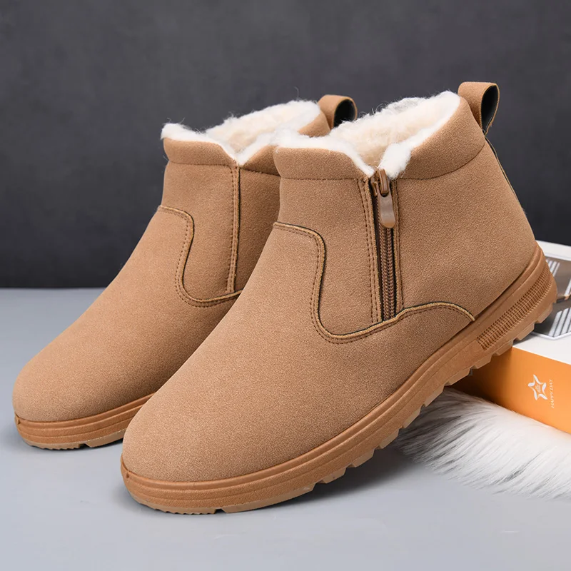 Men's Insulated Side-Zip Ankle Boots - Winter Warm Ankle Boots, Suitable for Casual Snow Outings. Free Shipping on Cotton Boots.