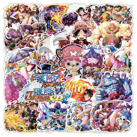21pcs Large Size One Piece Anime Stickers Luffy Zoro Nami Waterproof Laptop Luggage Phone Decor Laser Film Stickers Pack