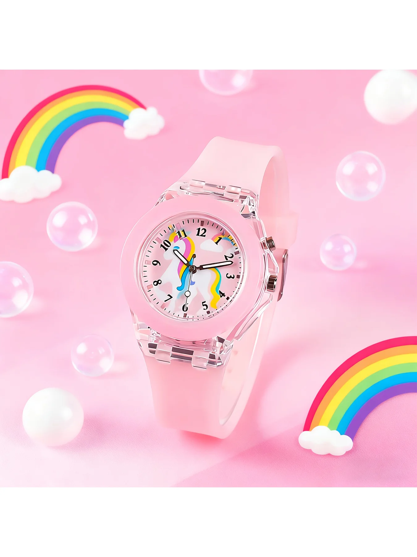 New style student watch with cartoon pattern design. It features a cute unicorn image popular among teenagers, with an exquisite