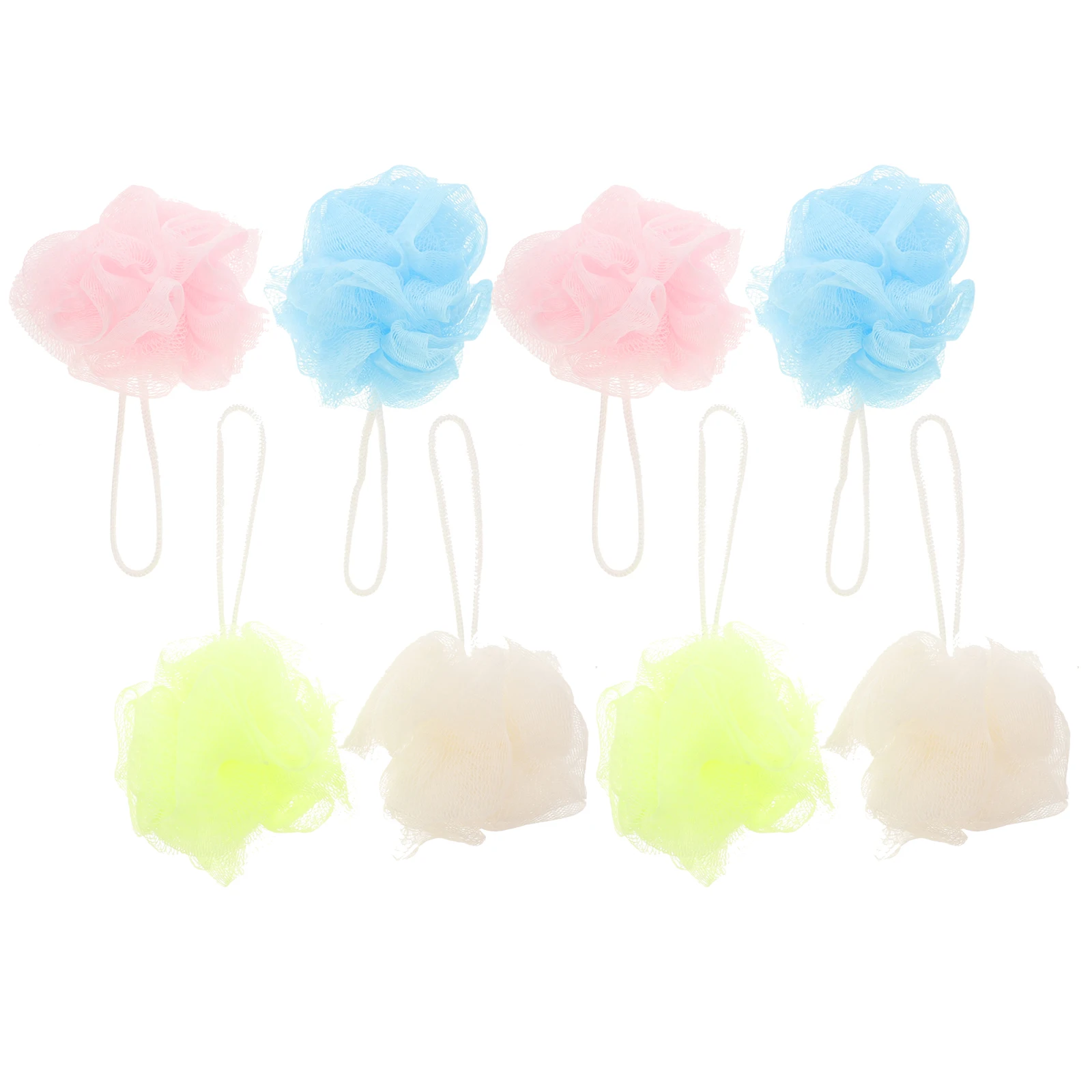 

8pcs Shower Shower Ball Mesh Bath Ball Durable Soft PE Sponge Scrubber Exfoliate Skin Cleaning Foam Hanging Rope