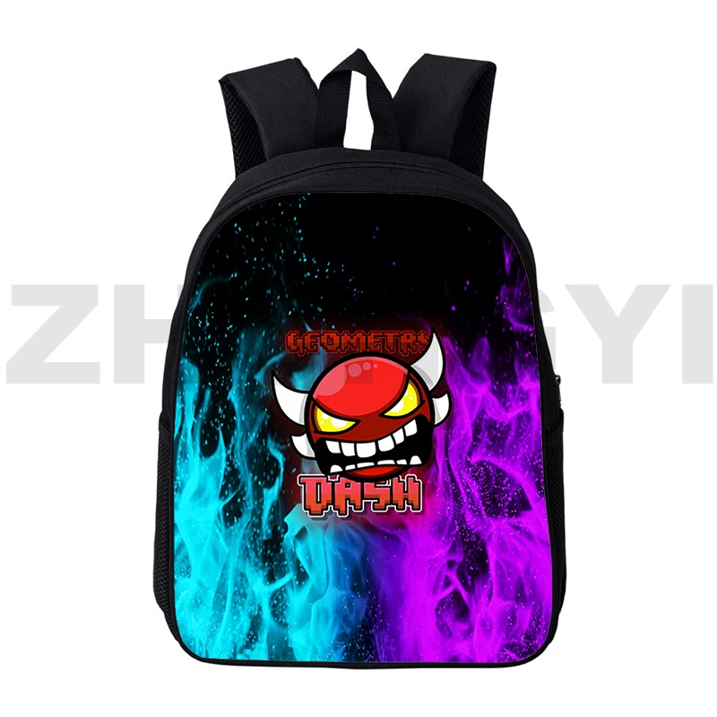 Mochila Zangada Geometry Dash para crianças, Sacos escolares dos desenhos animados, Bookbag primário para adolescentes, Mochila de viagem portátil impermeável, Novo