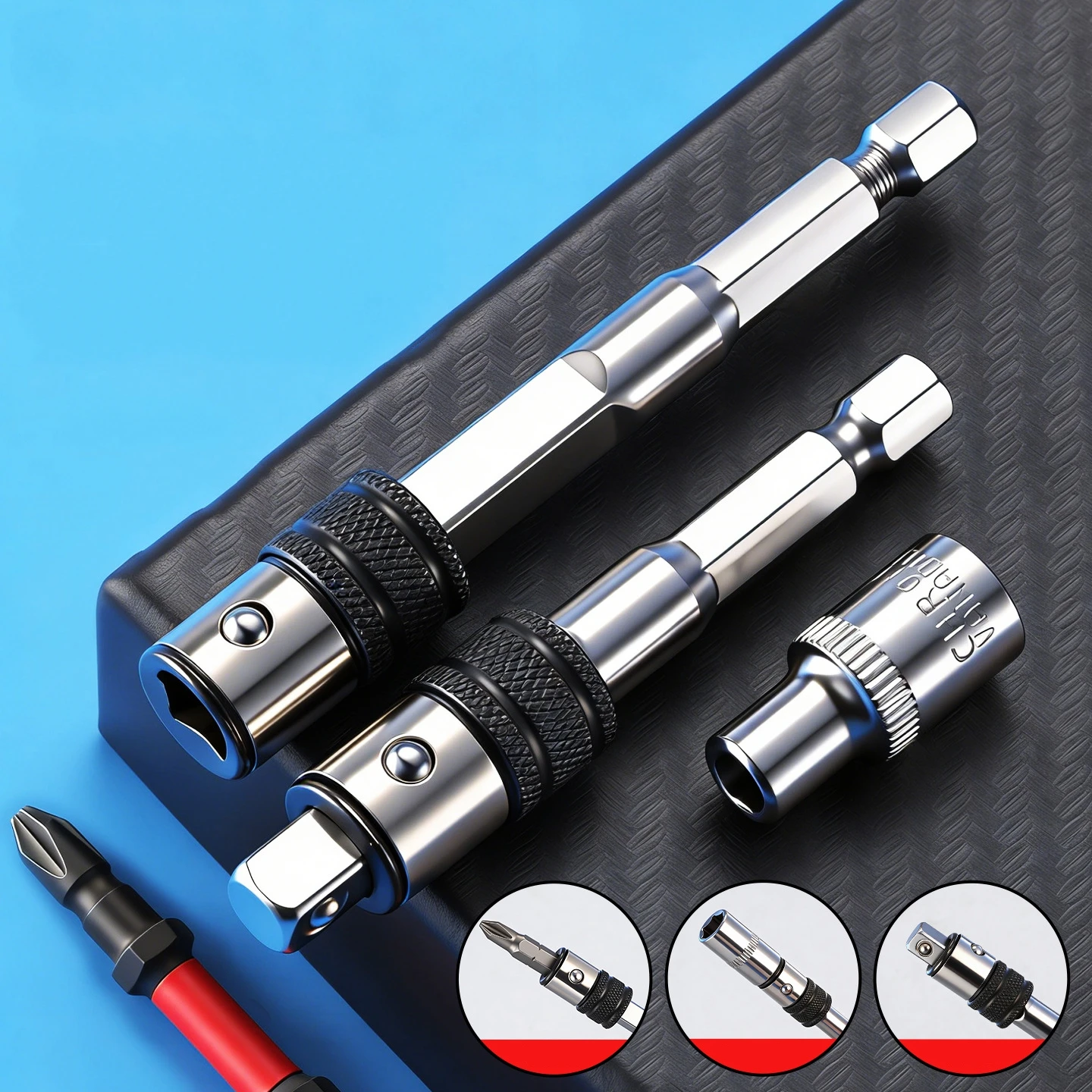 Quick Connect Adapter Portable Extension Rod Self-Locking Fast Position Bit Holder Extension Bar Drill/Impact Driver Converter