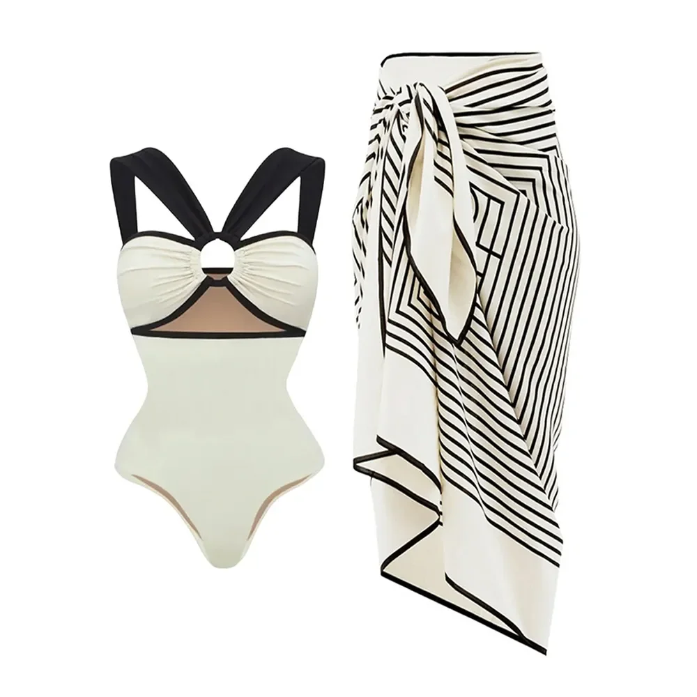 Maillot de bain et kimono une pièce pour femmes, tenues de vacances de luxe, bikini, maillots de bain sexy, vêtements de plage trempés, mode,