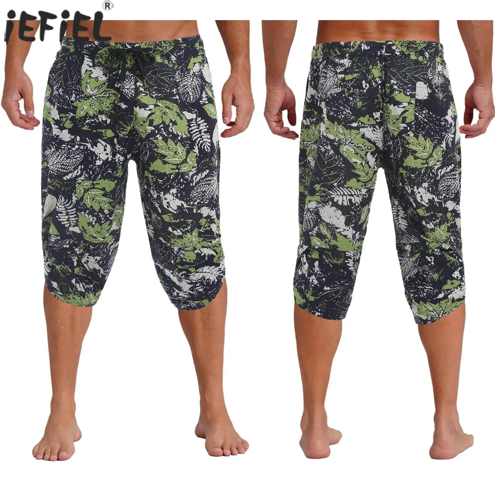 

Мужские повседневные свободные капри, красочные карманы с принтом, брюки в стиле хиппи, брюки в стиле бохо для пляжного отдыха, повседневные повседневные шорты