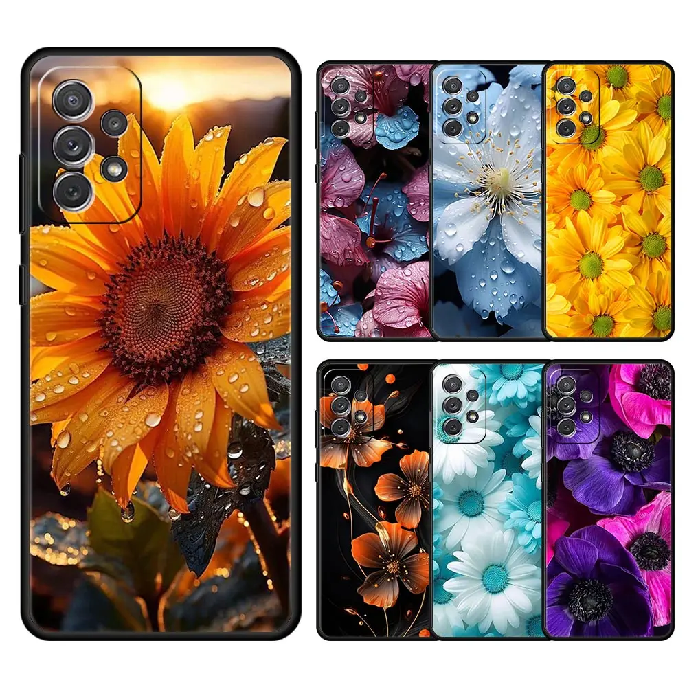 Beauty Flowers Leaves Phone Case For Samsung A35 A55 A15 A13 A51 A71 A41 A31 A21S A03S A05 A32 A52 A23 A25 A33 A53 A73 5G Cover