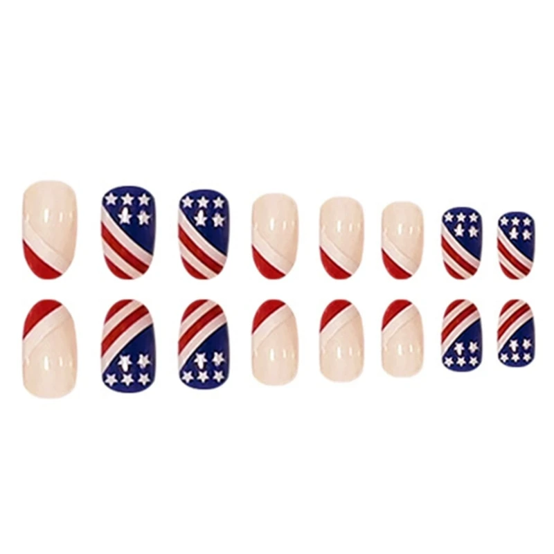 24 Uds uñas postizas cubierta completa uñas postizas elegante brillo francés uñas cortas ataúd Envío Directo