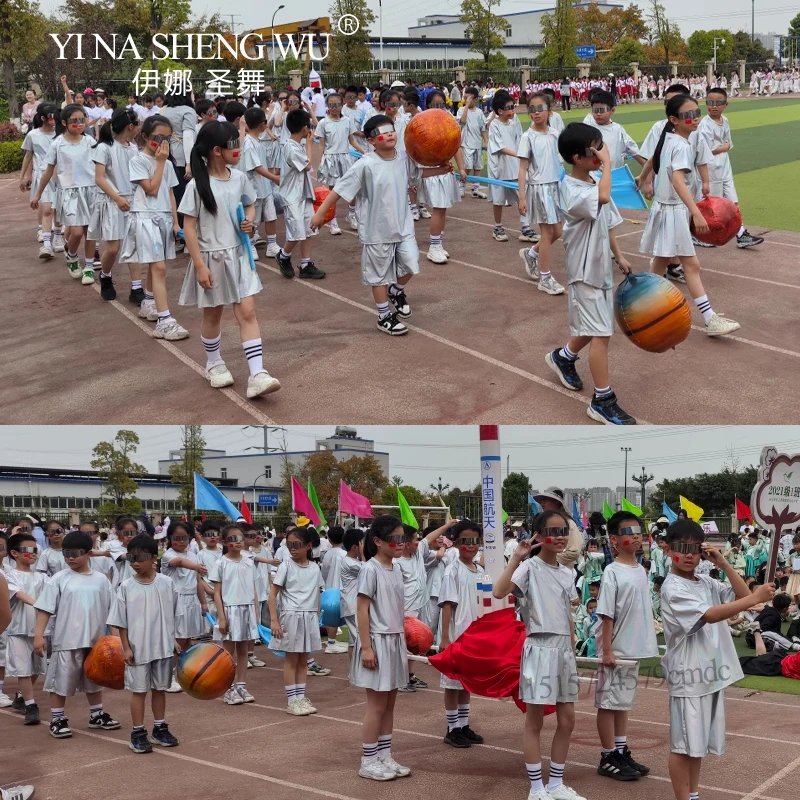 جديد الفتيان والفتيات الهيب هوب مجموعة فضية اللون ملابس رقص الجاز الأطفال أداء الملابس موضة المدرج الشارع ملابس رقص #6