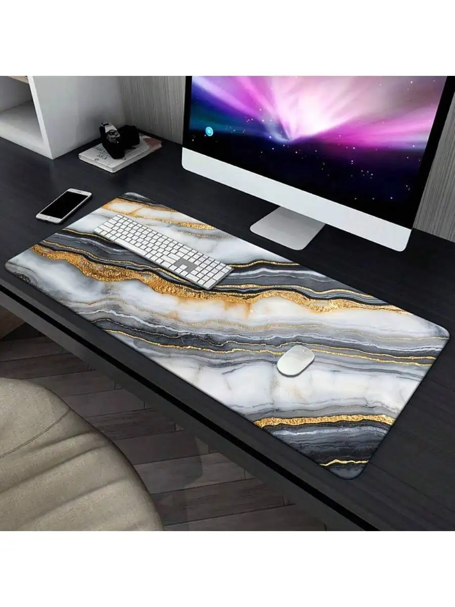 Marble Abstract Large Desk Mat Mouse Pad Non-Slip Rubber Base For Office Gaming Workspace