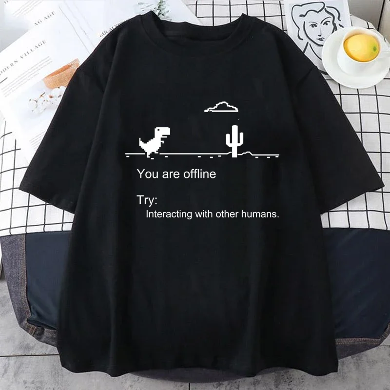 2025 Men's T-shirts Printed Dinosaur Cactus Funny Tops Summer Cotton T-shirt for Men Casual O-Neck Tee Shirts Streetwear Top image 5