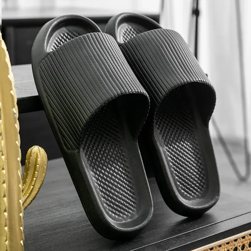 Fashion Men's Women's Sandals Anti-Slip Wear-Resistant EVA Thick Sole Comfortable Home Slippers Bathroom Bath Flip-Flops