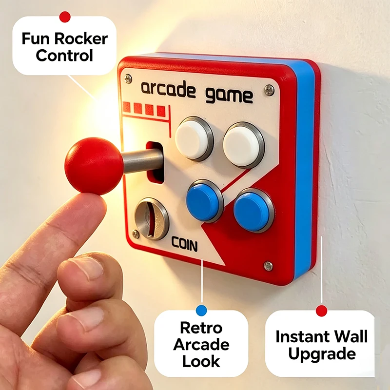 Retro Arcade Joystick Light Switch Cover Punch-Free 86 Type Panel Decoration Creative Fun Home Wall Plate Frame Decor