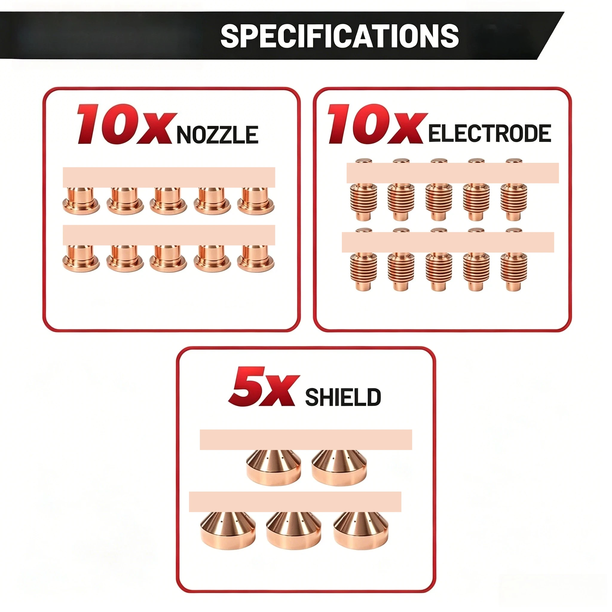 25PK 192047+204323+204325 40A Electrode Nozzle Shield Kit Plasma Torch Consumables for ICE-40C TCE-40T Cutting Torch