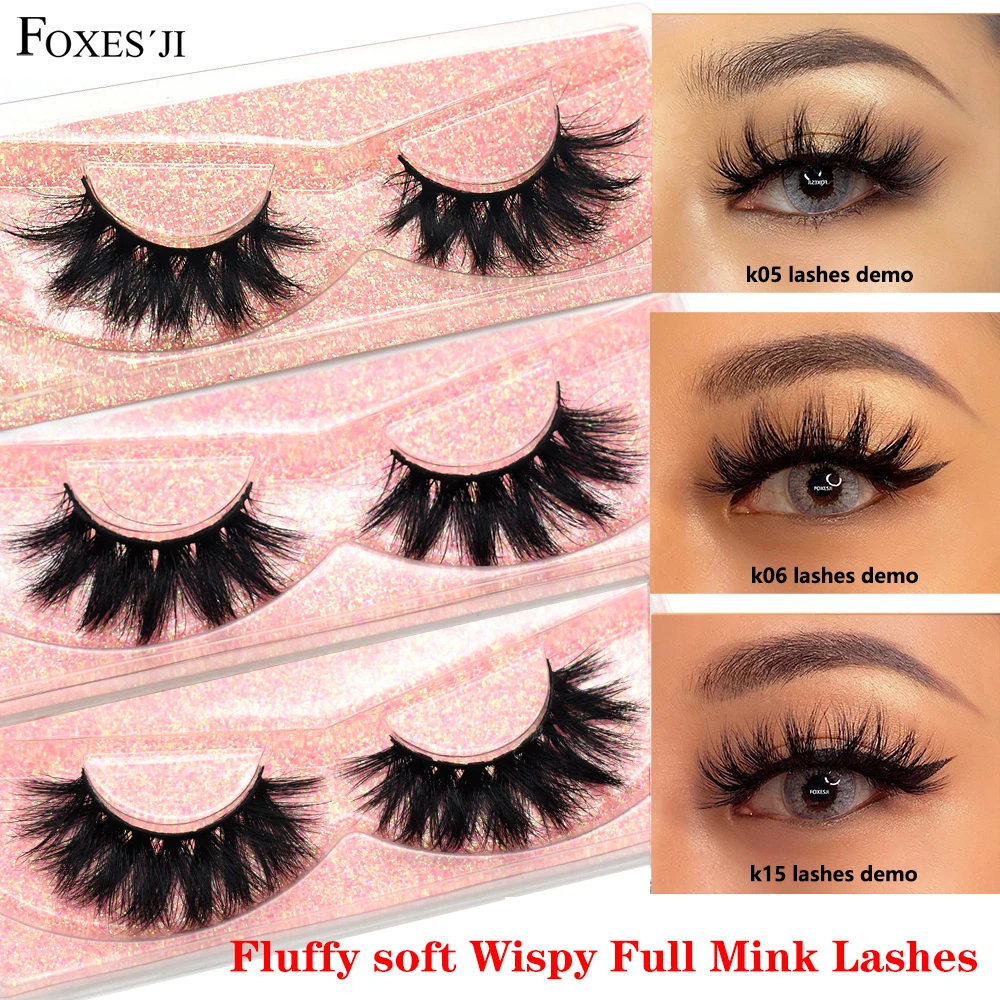 FOXESJI Makeup 3D Mink Lashes Wispy Mink Fluffy Soft Natural Eye Lashes High Volume False Eyelashes Reusable Lashes Extension