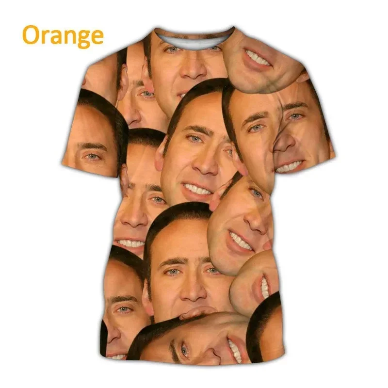 Summer Fun 3D Printed Nicolas Cage Graphic T-shirt for Men and Women Fun Casual Fashion Hip Hop Loose Short Sleeved Top